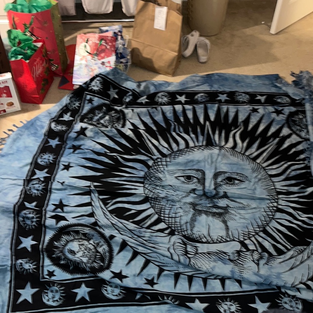 blue sun/moon tapestry